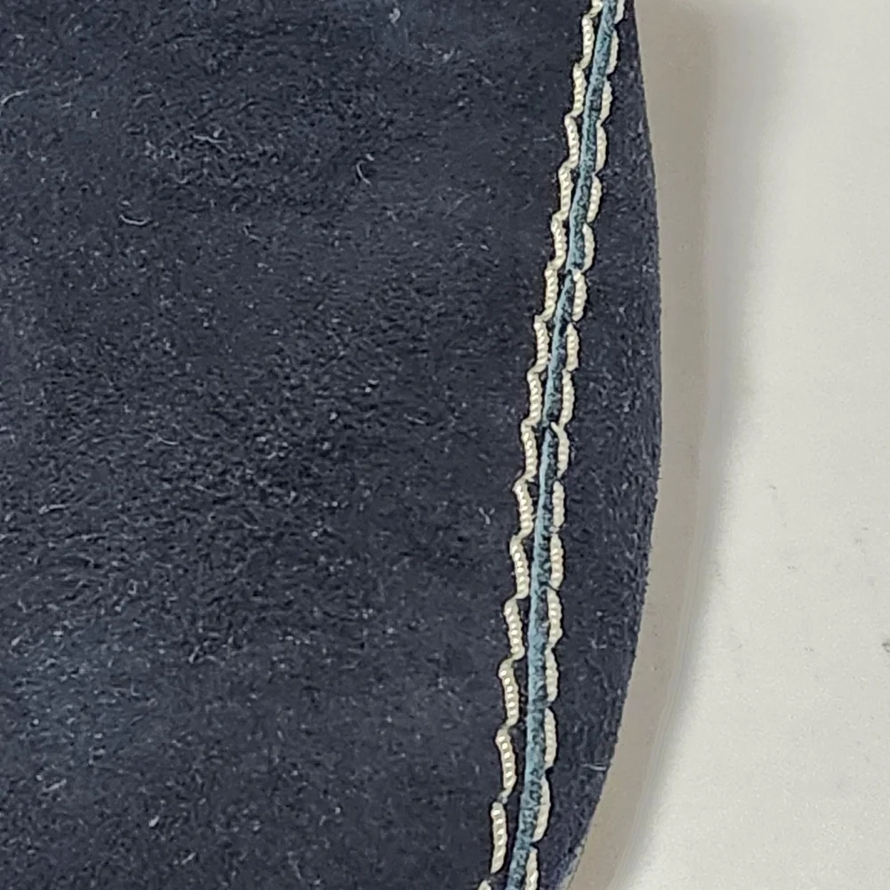Vintage Laura Ashley Leather Blue Suede Loafers Heels Shoes 37 7 - Picture 5 of 8